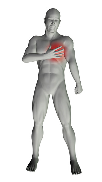 3D render of a man with chest pain