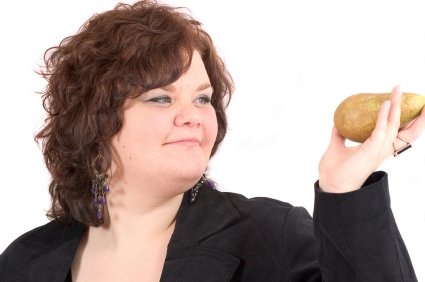 woman holding potato overweight