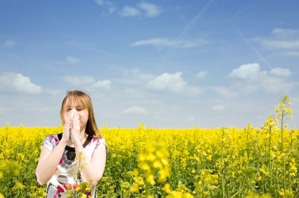 woman with runny nose field